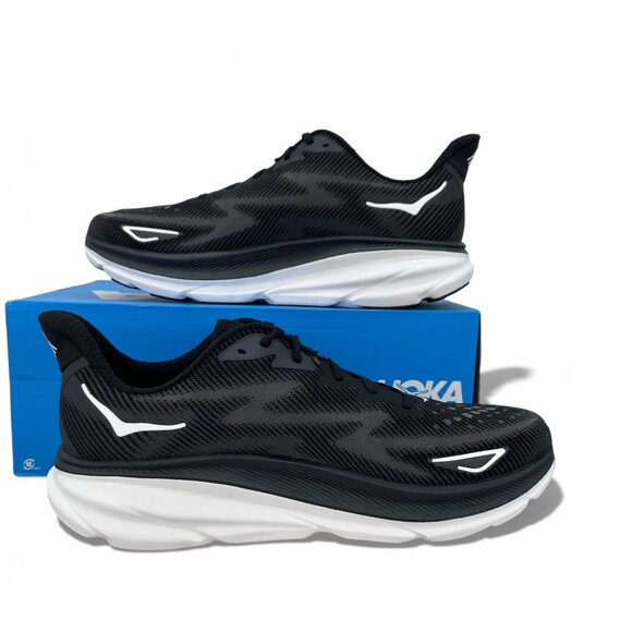 HOKA Clifton 9 Supportive Running Shoes Black White Cushioned Trainers Men’s 14 - Picture 6 of 13